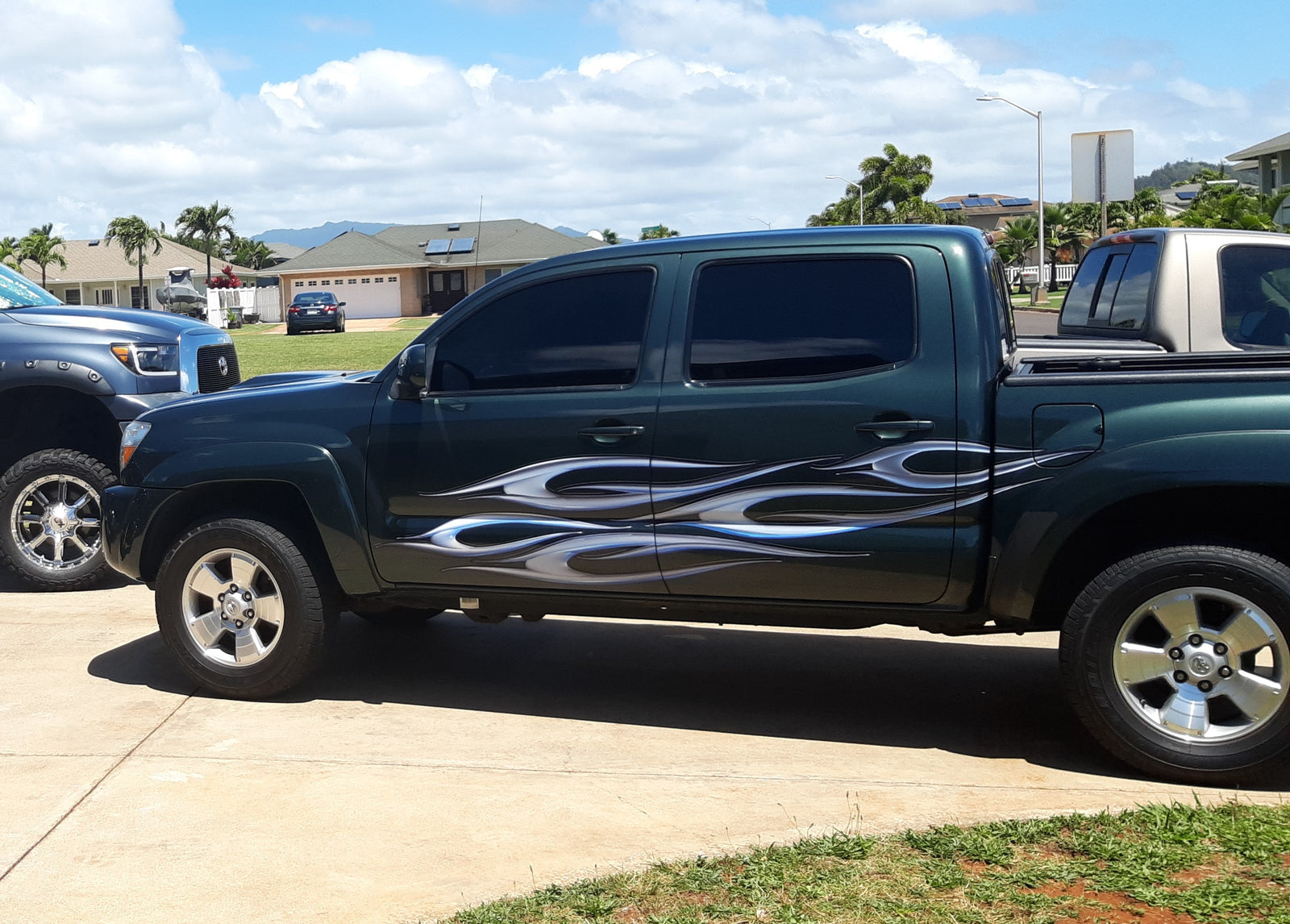 Tribal chrome spears vinyl graphics toyota pickup truck