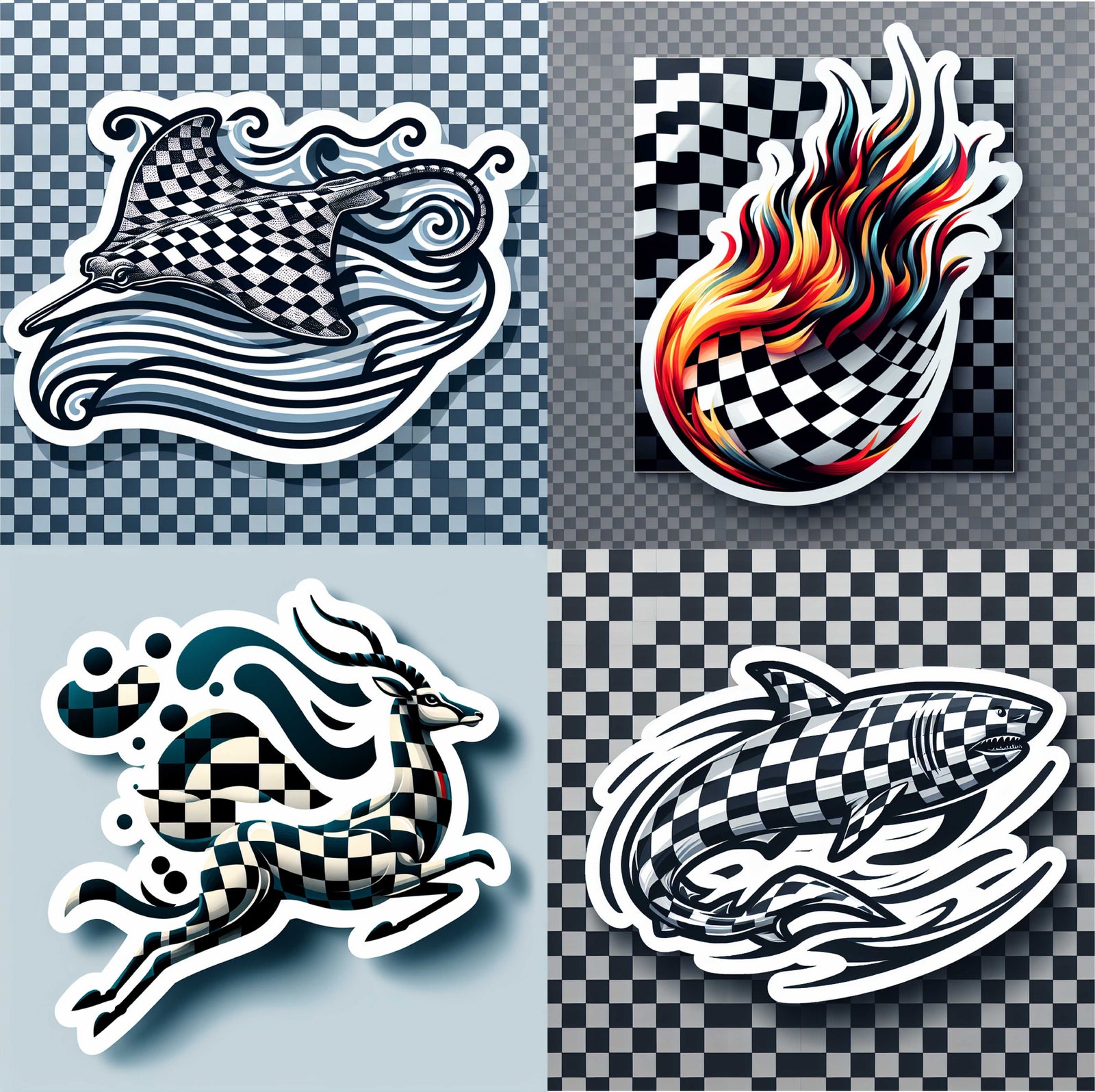 generated racing stickers designs using dall-e open ai