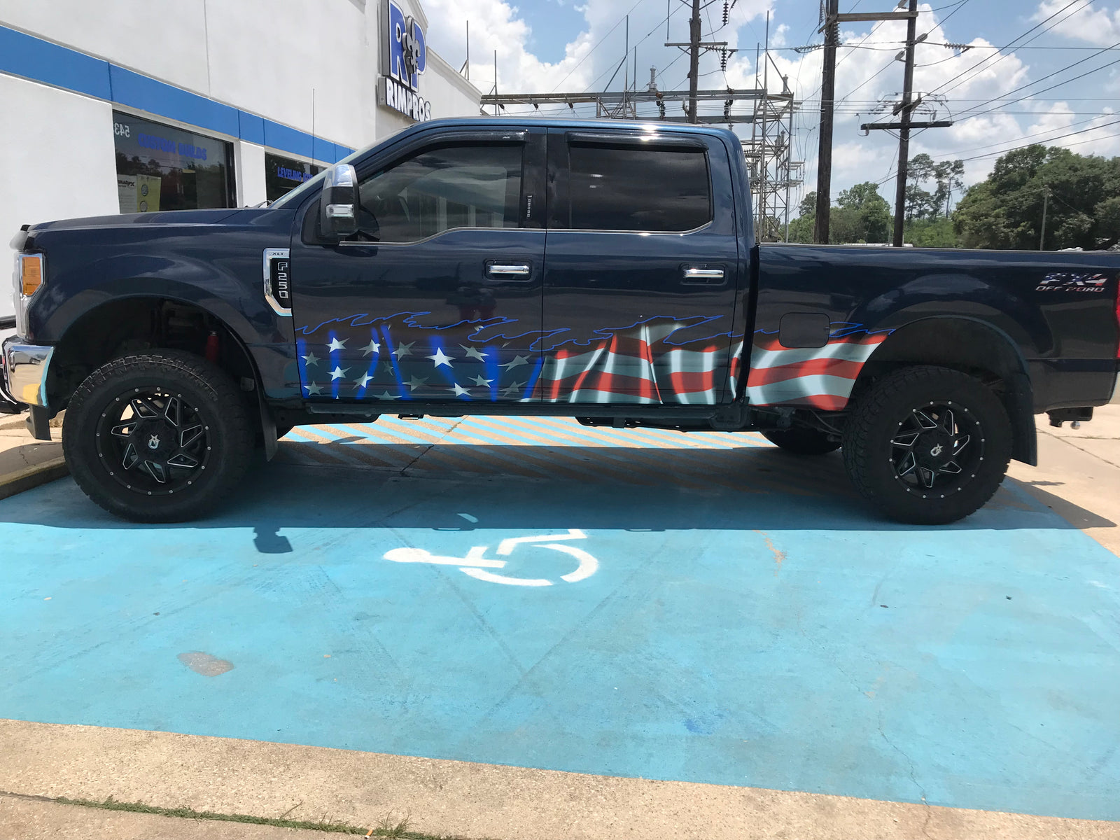 American flag vinyl half wrap on f250