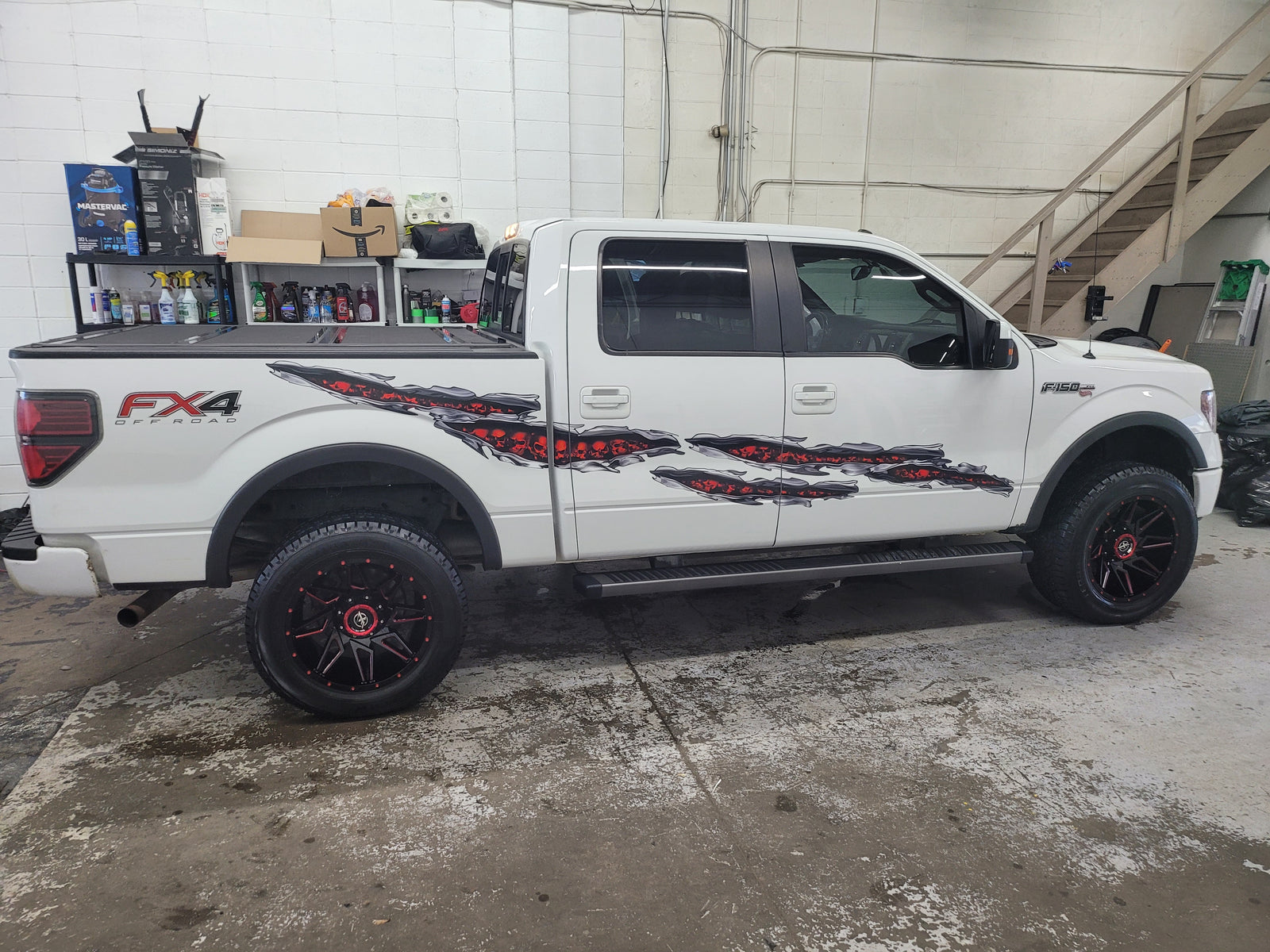 skulls tears vinyl decals on ford f140 truck