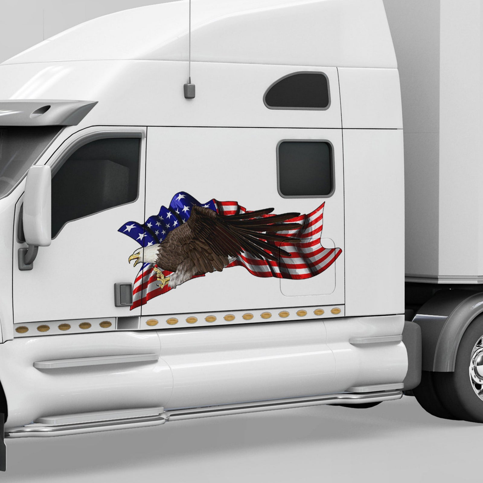 bald eagle usa flag large decal on the side of semi trailer