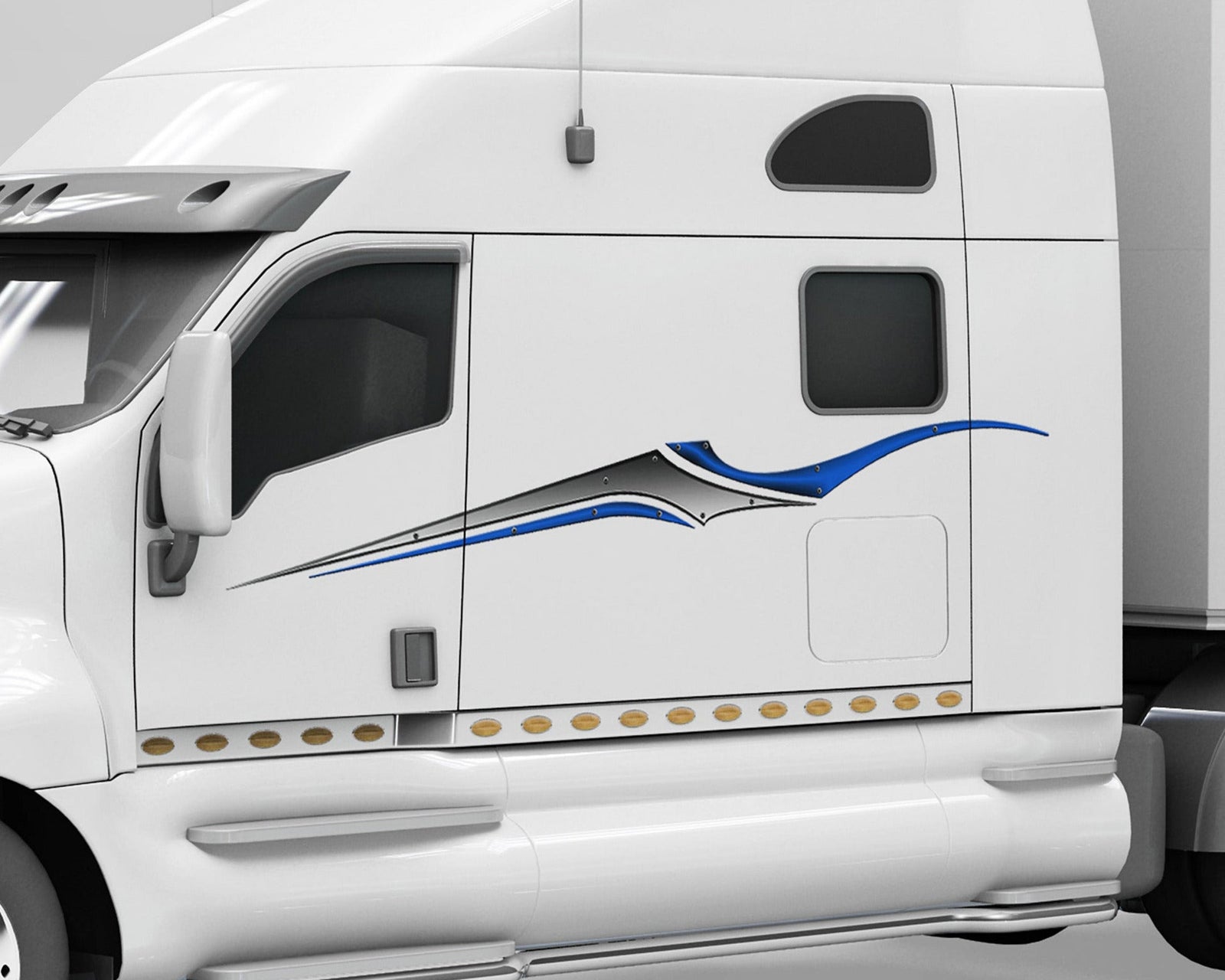 blade vinyl decals on the side of big rig