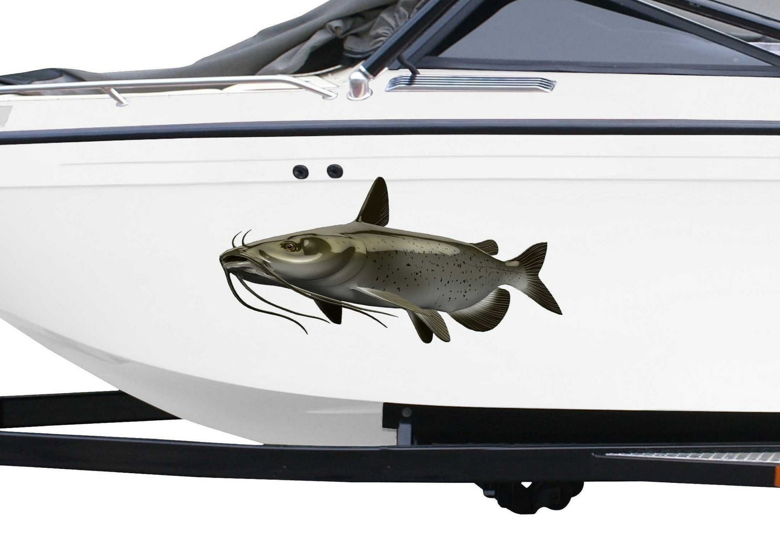 catfish vinyl graphics on the side of a boat