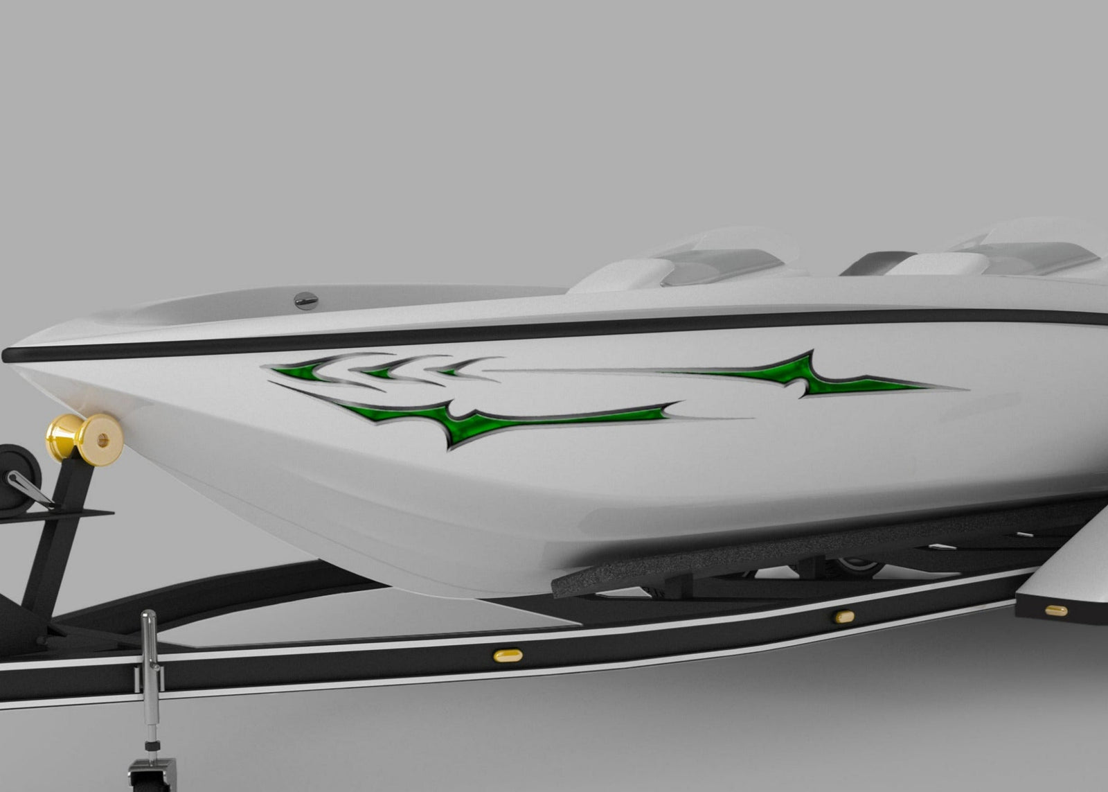 speed boat with green slicer decal on side