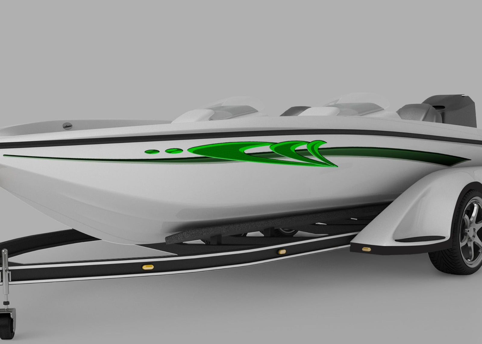 speed boat with northwest decal stripe on its side
