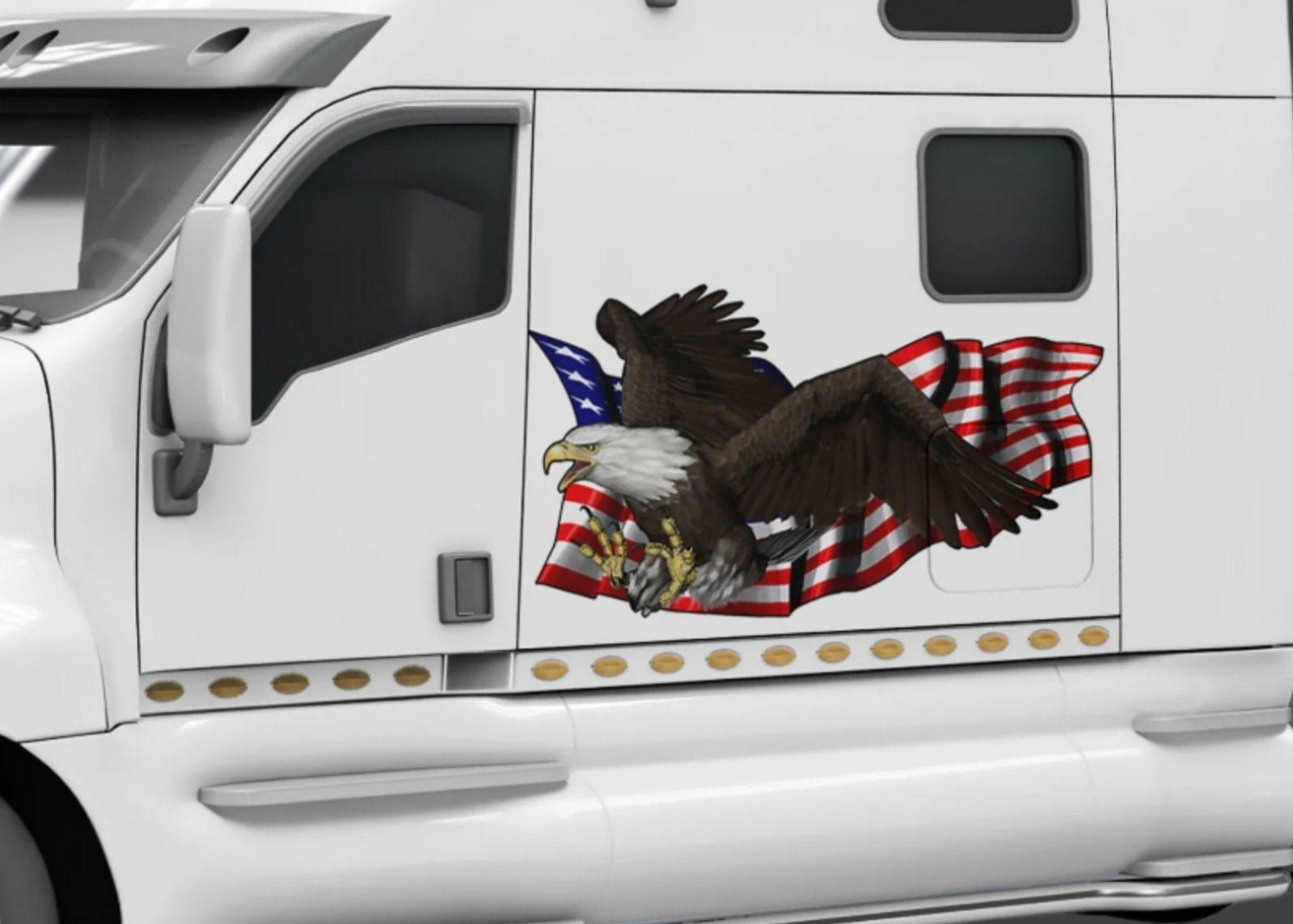 American flag eagle talons vinyl graphics on semi truck