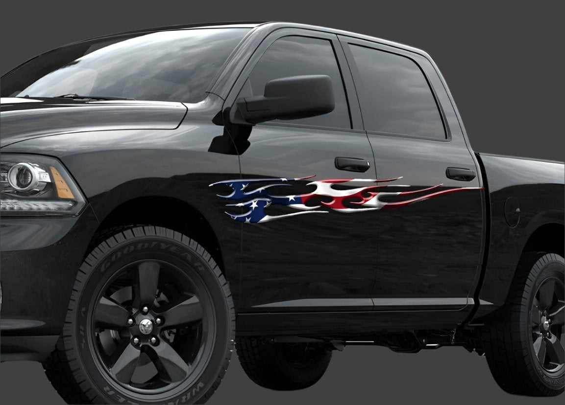 american flag black dodge decal