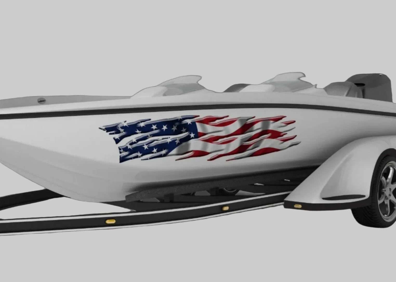 American flag patriotic decal on boat