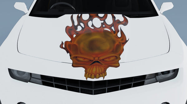 BCSMMCAR Flaming Skull Decal – 147x46cm Gloss Vinyl For Car/Truck Rear Window (Blue)