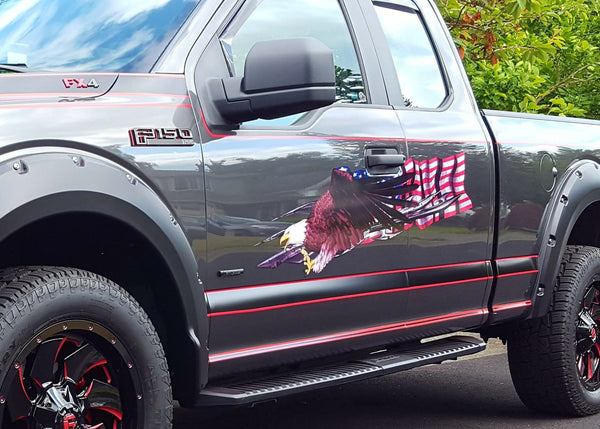 Bald Eagle USA Patriotic Vinyl Decals - 2 Pack, 5" X 3.75" Window Stickers For Cars & Trucks