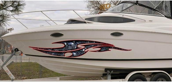 Tribal Chrome Skulls Boat Decals 