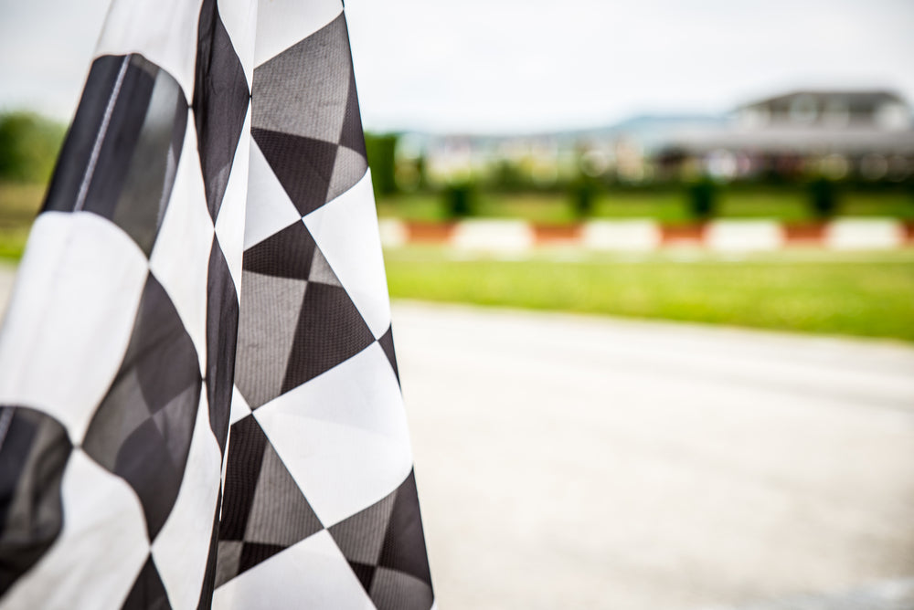 black and white checkered racing flag