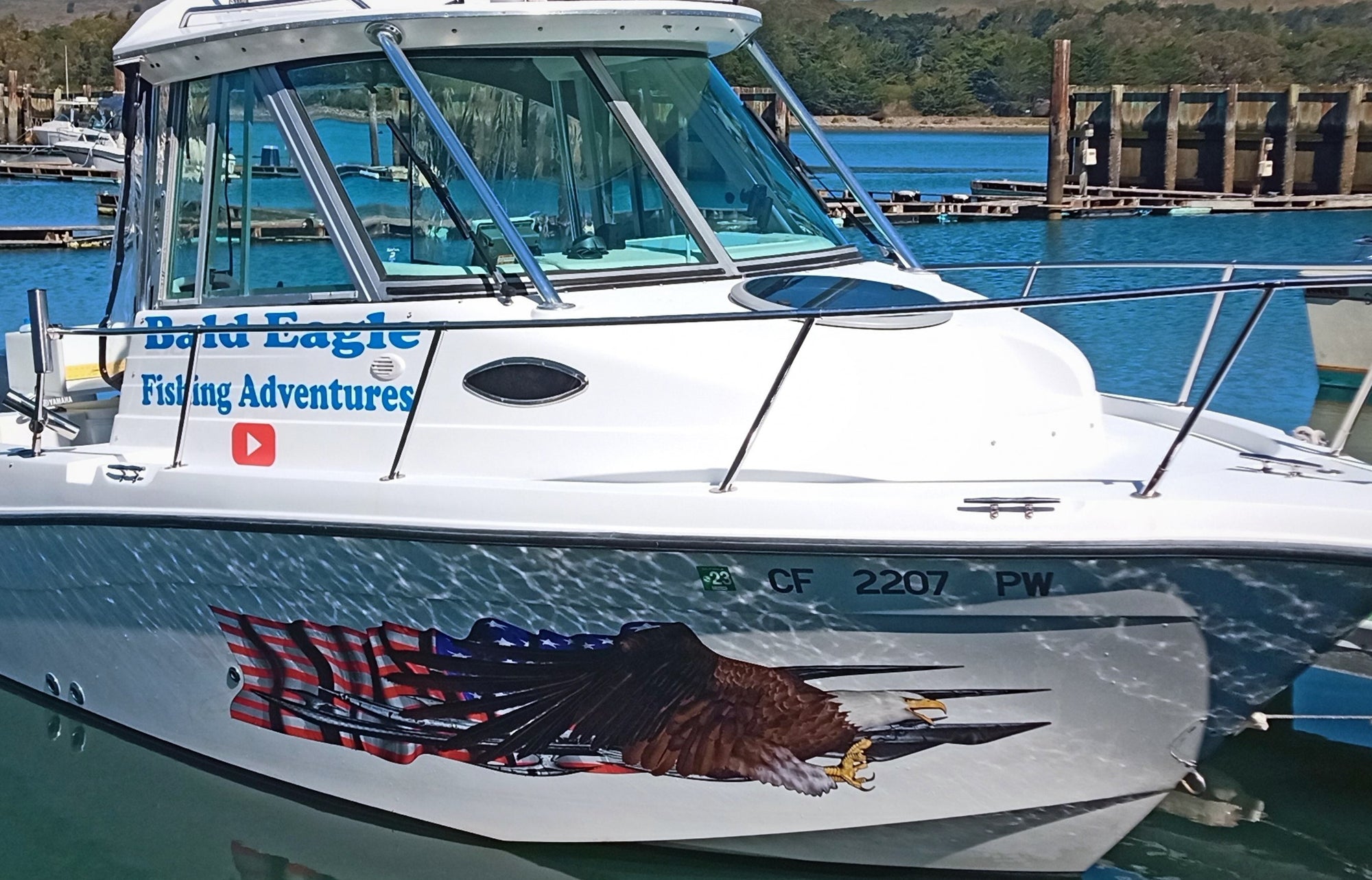 American eagle decal on fishing boat