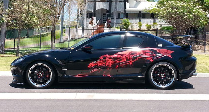 Tribal dragons Accent decals on mazda RX8
