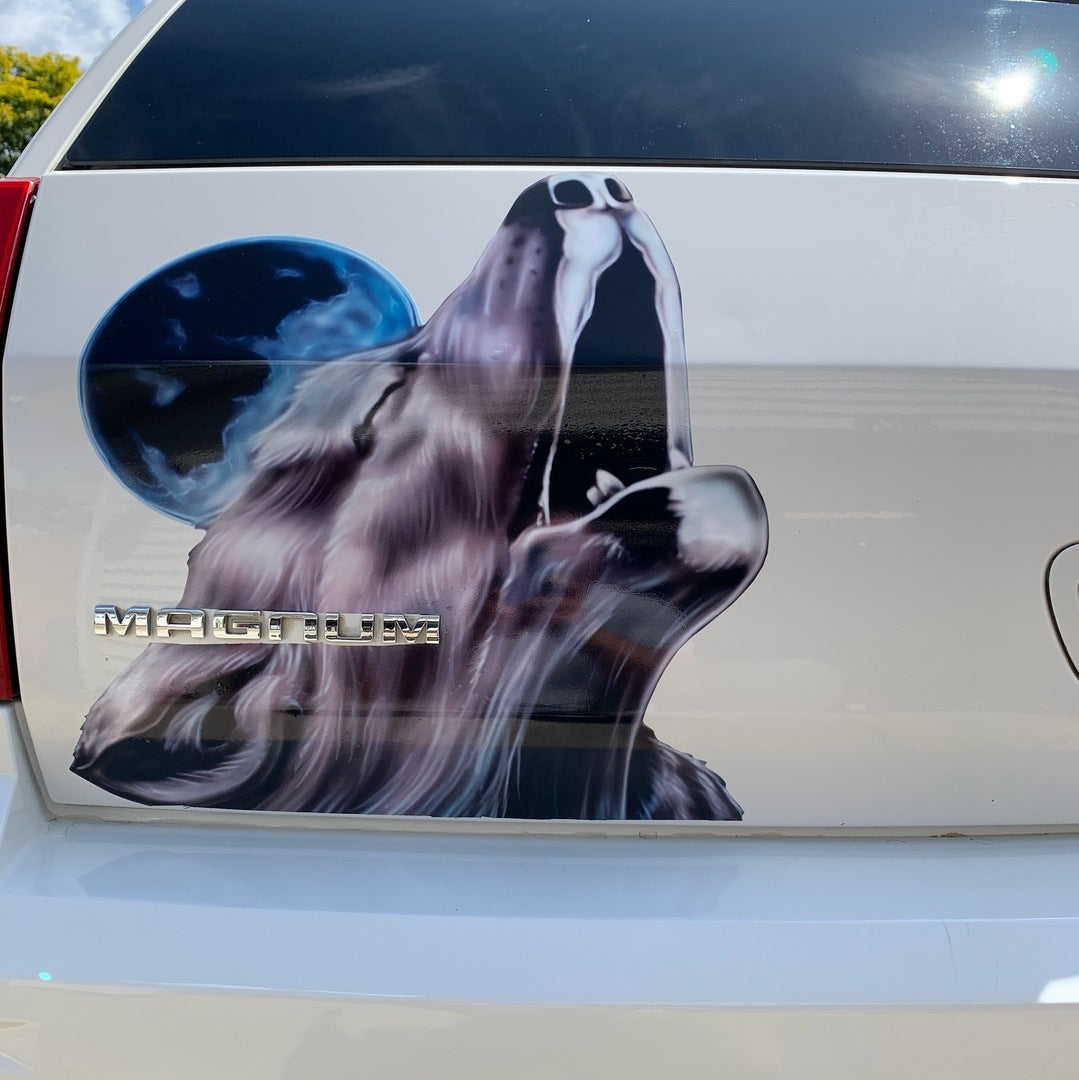 Wolves Car Magnets Howling Wolf Moon Decal on Magnum Wagon | xtreme digital graphix ...