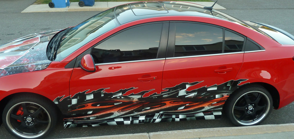 Tribal checkered flag car Wrap