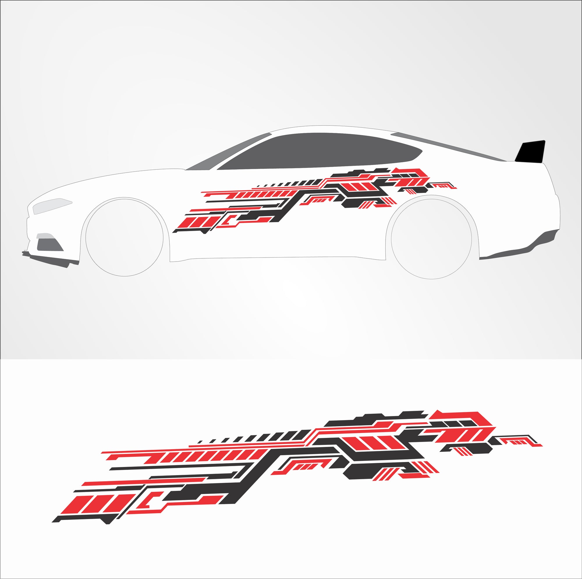 animated white car body with a black and red side decal