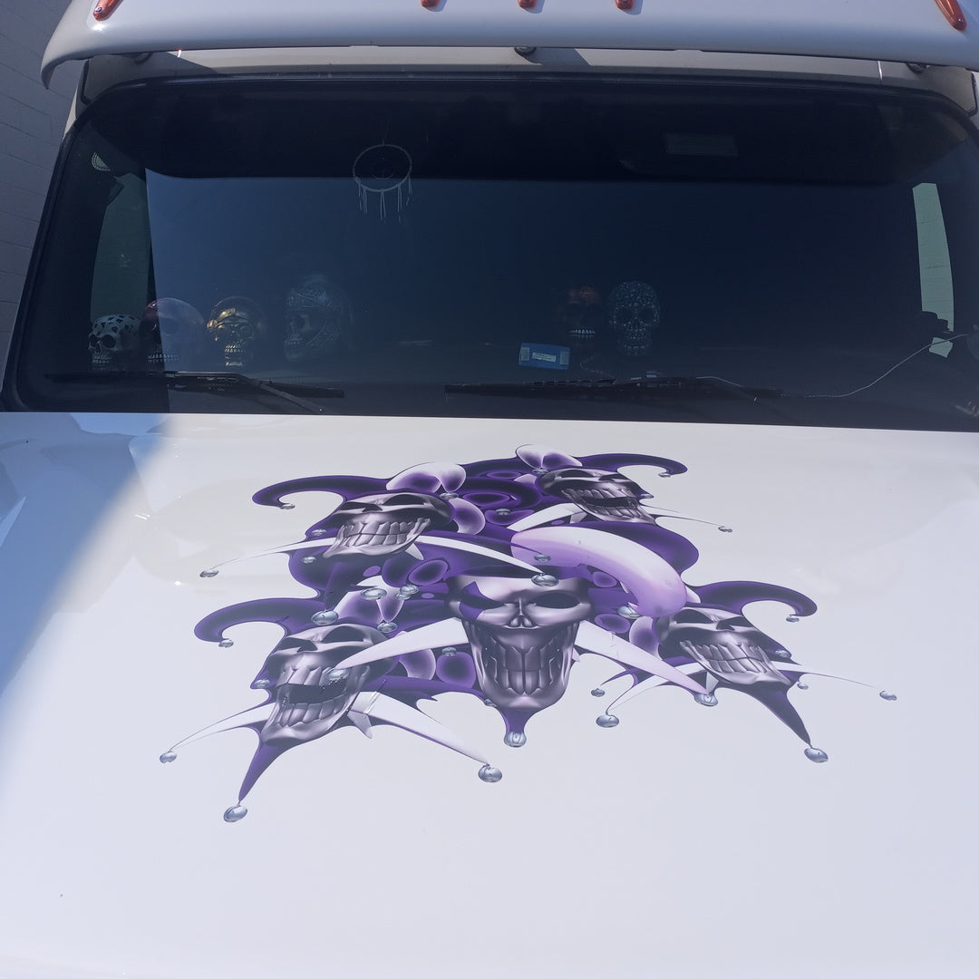 Jester Skulls vinyl decal on semi truck hood | xtreme digital graphix ...