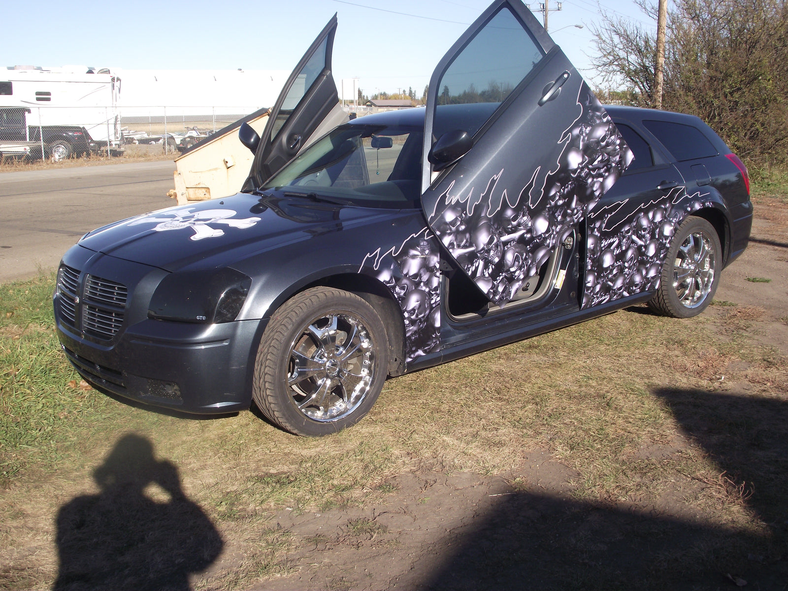 skull wave decal wrap on dodge