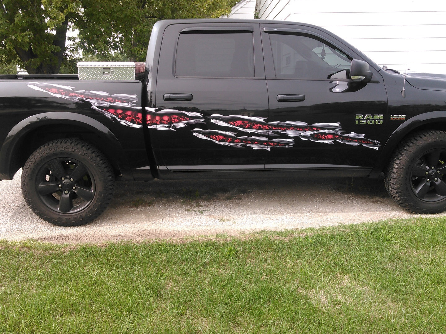 skulls tears decals on ram 1500 pickup truck