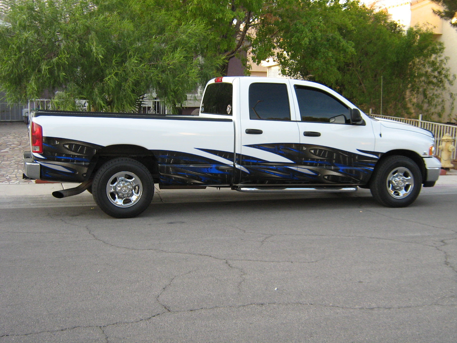 Tribal carbon fiber truck wrap on a dodge ram