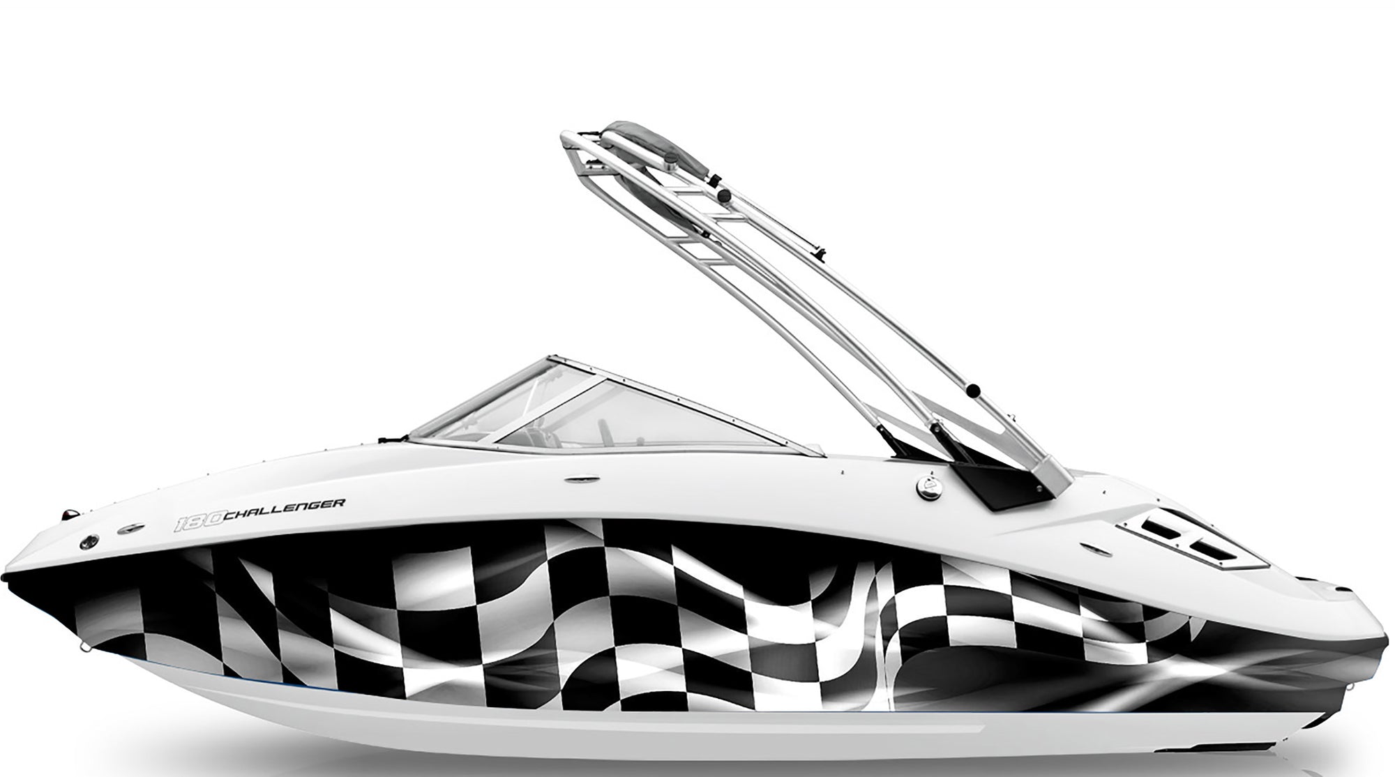 turbo racing checkered flag boat wrap