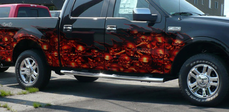 skulls vinyl truck wrap