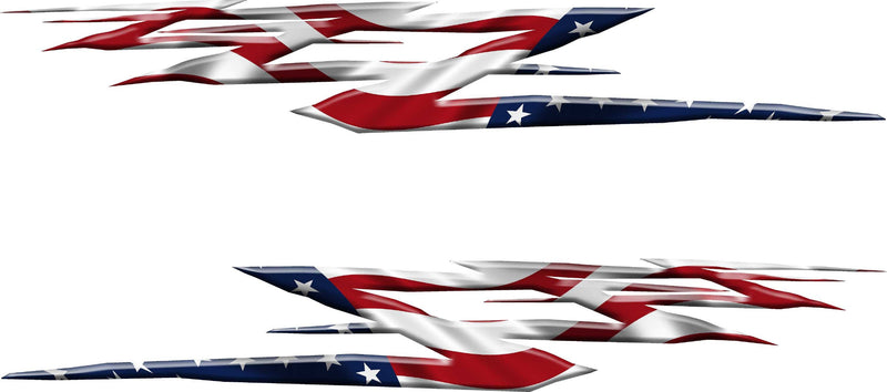 American Flag Spearfire Flames vinyl decal set for cars and trucks B987