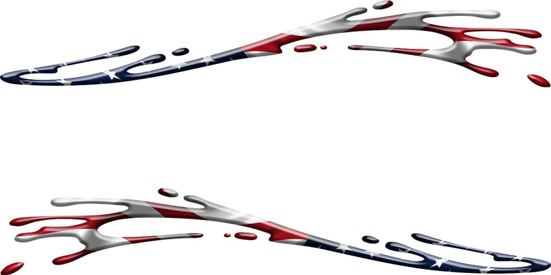 American flag mud splash vinyl decal set for cars and trucks shown as left and right side graphics