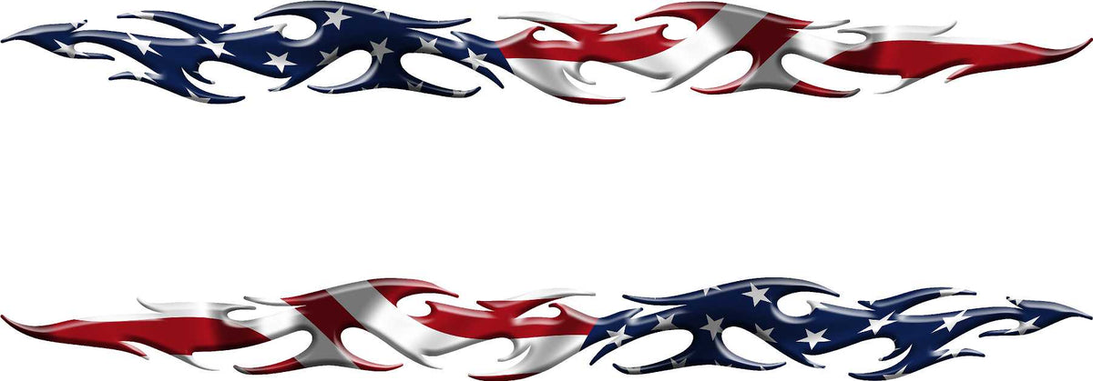 American flag flame style vehicle decals for driver and passenger sides