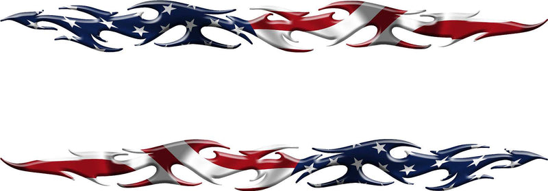 American flag flame style vehicle decals for driver and passenger sides