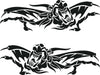 Two black dragon designs on a white background