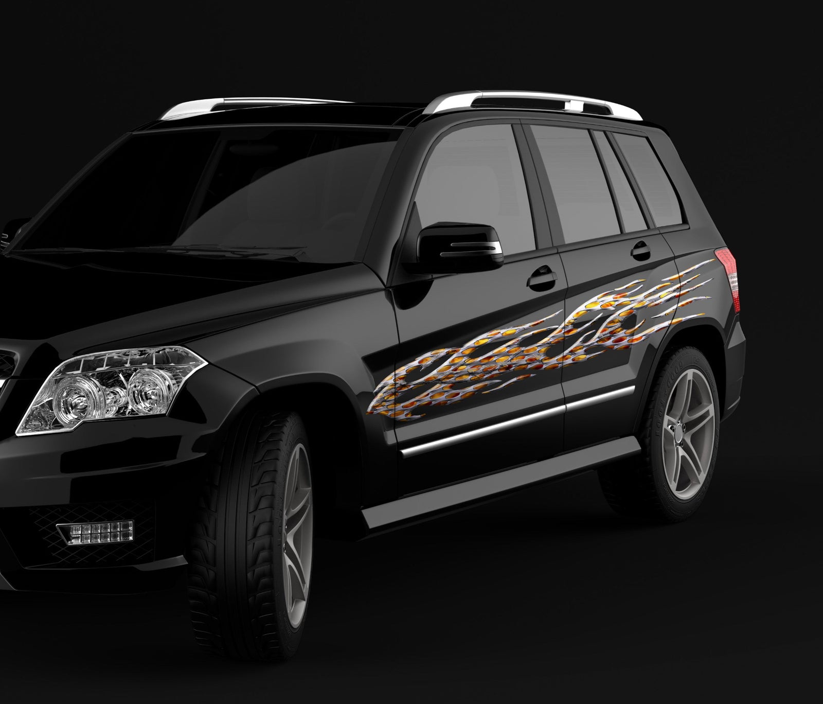 barbwire flames on dodge ram truck