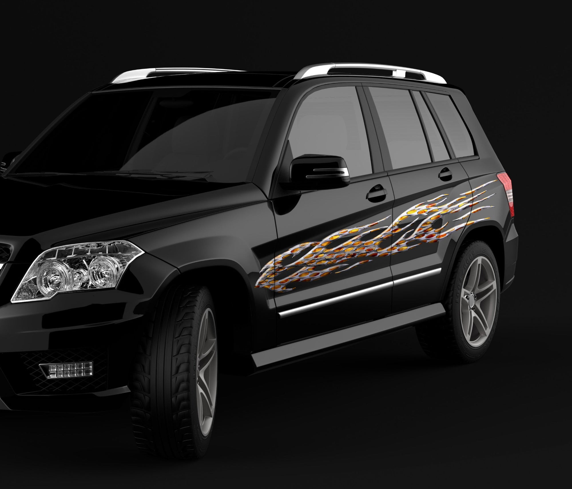 barbwire flames on dodge ram truck