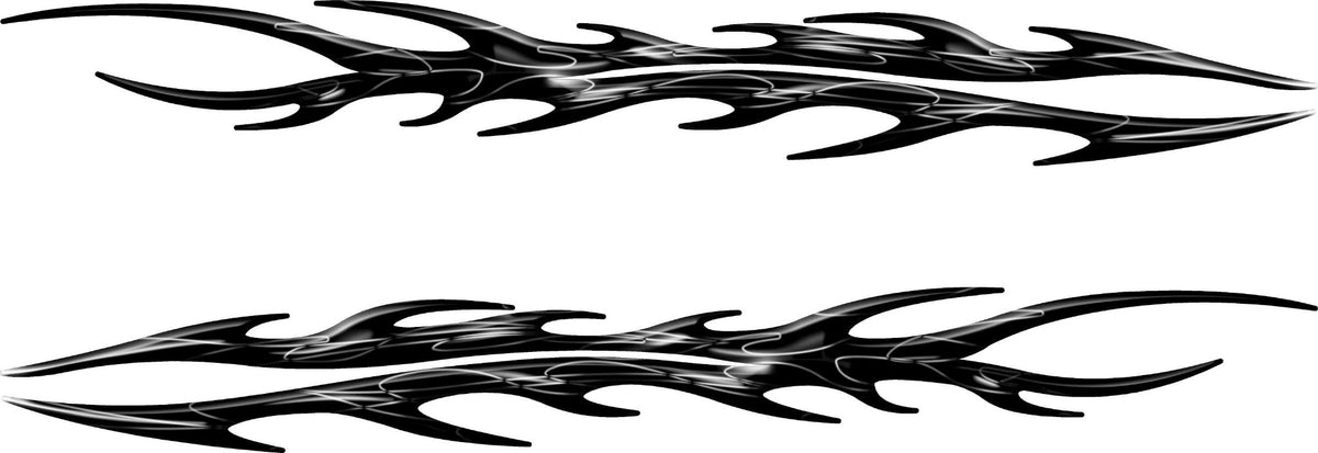 Black Splitter split flames vinyl decal kit shown as a mirrored set for both sides