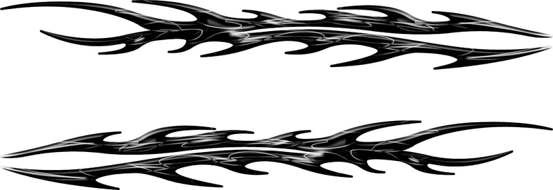 Black Splitter split flames vinyl decal kit shown as a mirrored set for both sides