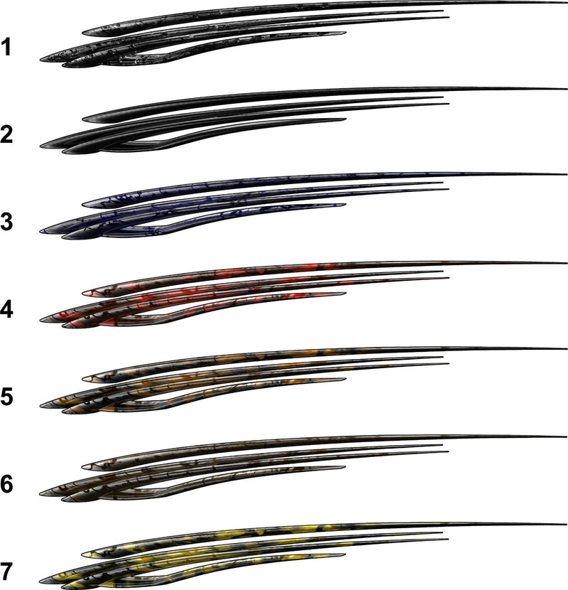 Boat tribal sweep decal styles chart – Style 1 to 7 options