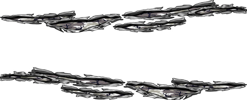 Camo Tears vinyl decal kit with chrome rip edges and camouflage pattern fill