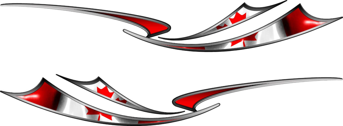 Canadian flag wave stripe vinyl decal set – mirrored pair on white background