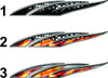 Checkers wave racing vinyl decals three styles shown (style 1 stealth checkers, style 2 flames with checkers, style 3 metal wave flames