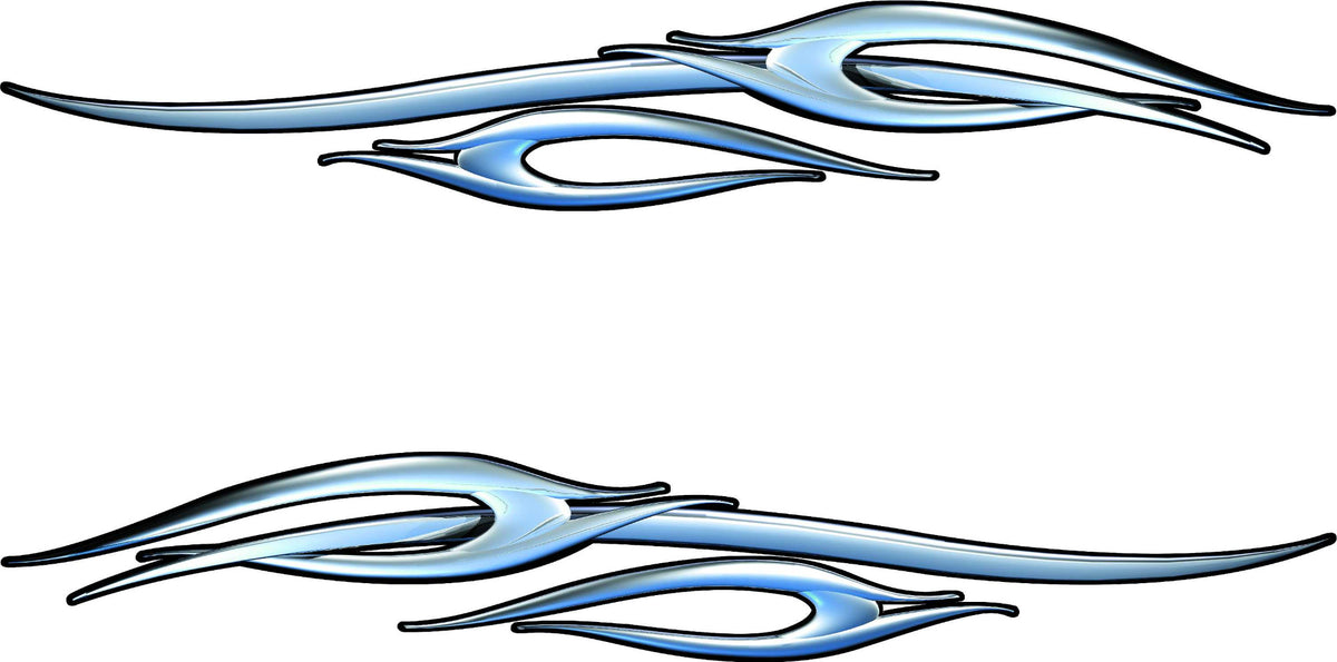 Chrome Spear Flames mirrored boat decals set of 2 with matching accent piece