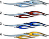 Chrome Spear Flames vinyl boat decal color style options (chrome, red, blue, yellow)