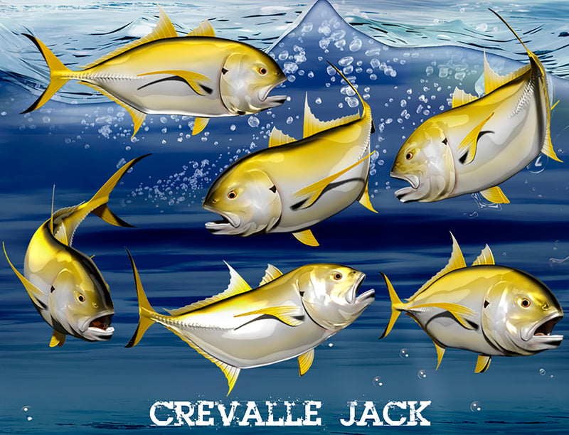 Crevalle Jack fish decals available different poses