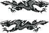 Flaming Dragon vinyl cut decals—mirrored pair for driver and passenger sides, black silhouette on white.