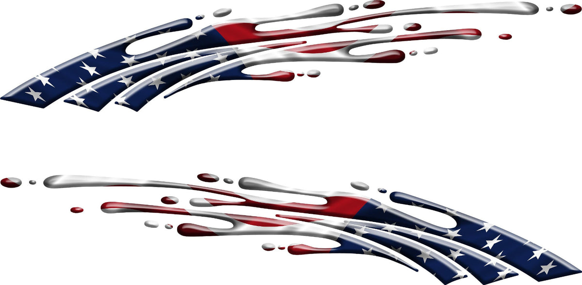 Full color American flag vehicle graphics sold as a mirrored pair