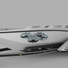 Giant Travelly fish Splash Decals on the side of white boat