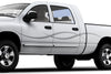 Grey Swoop Stripe Vinyl Decal on White Pickup Truck – Side View