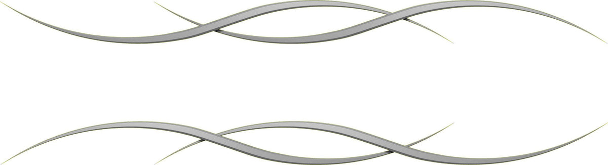 Grey swoop stripe vinyl decal set of two, product preview on white background