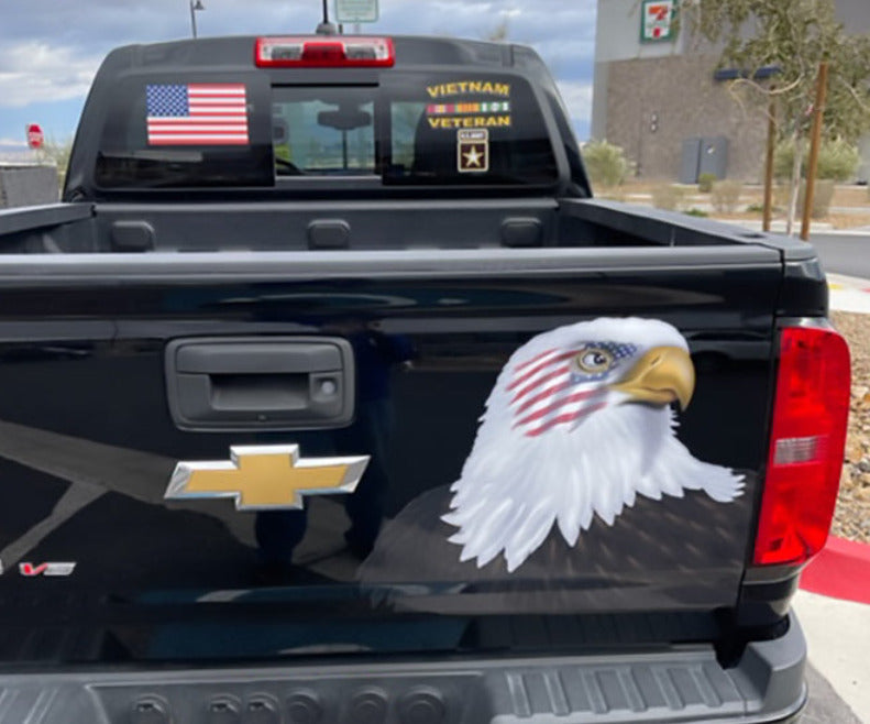 bald eagle with american flag vinyl graphics on cargo van
