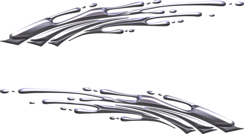 Mud Splash vinyl decal set shown as mirrored pair in chrome finish